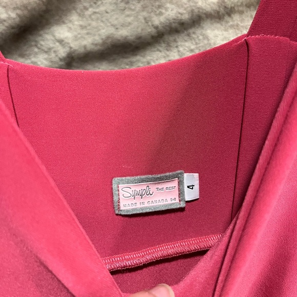 Simply midi pink stretch a-line dress. Size M - Picture 3 of 4
